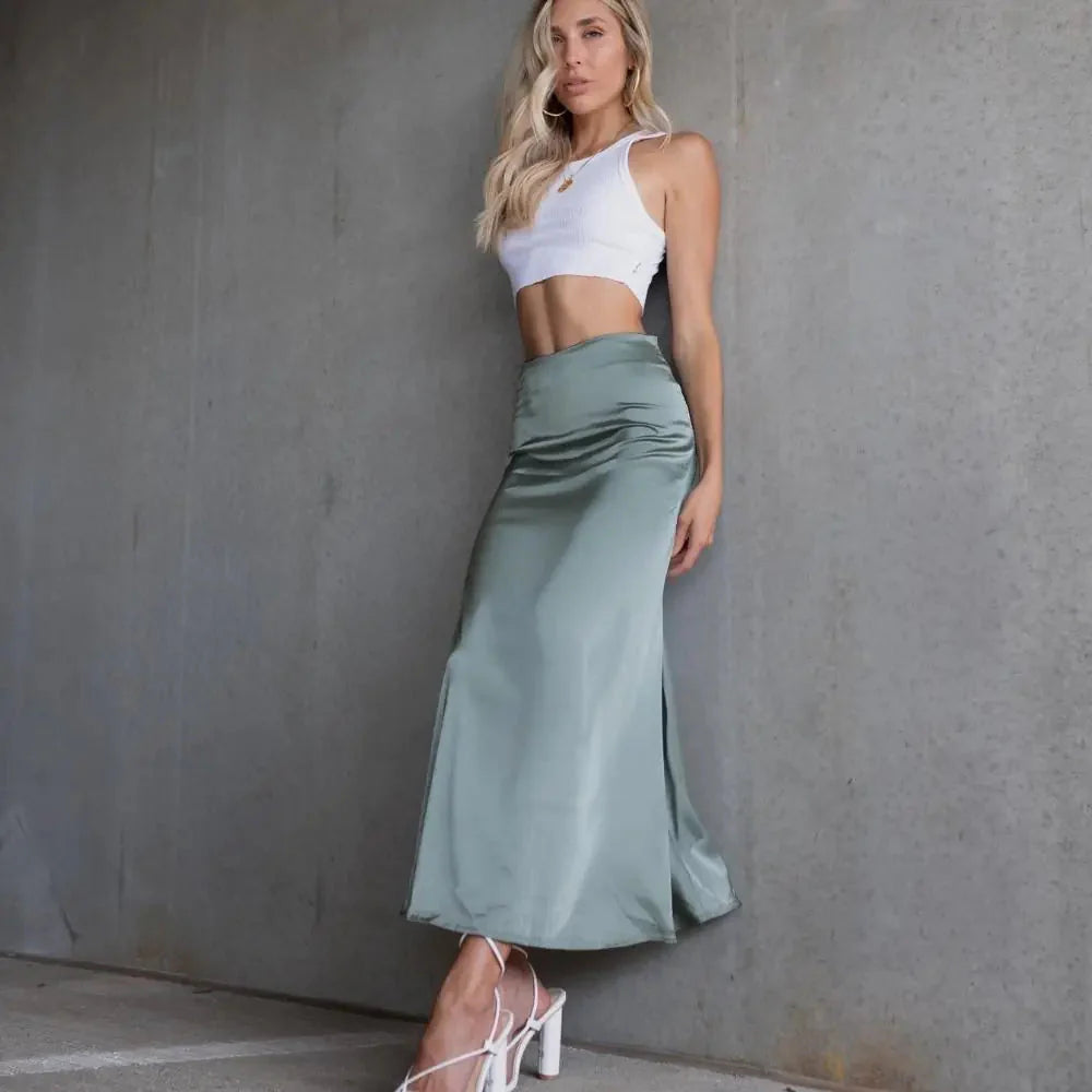 Jupe longue élégante taille haute