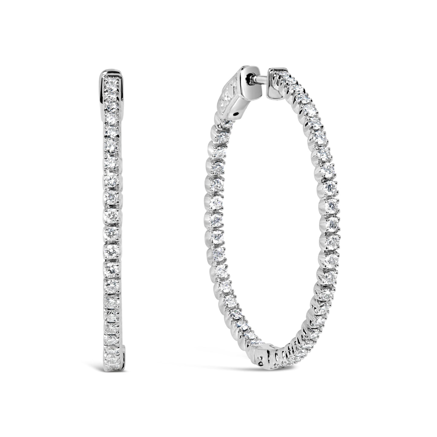 Pendientes de aro Inside Out de diamantes cultivados en laboratorio de oro blanco de 14 quilates