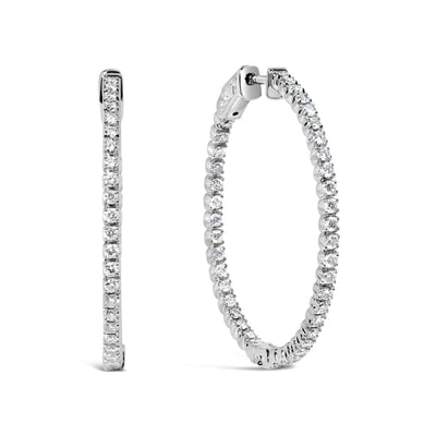 14K White Gold Lab Grown Diamond Inside Out Hoop Earrings