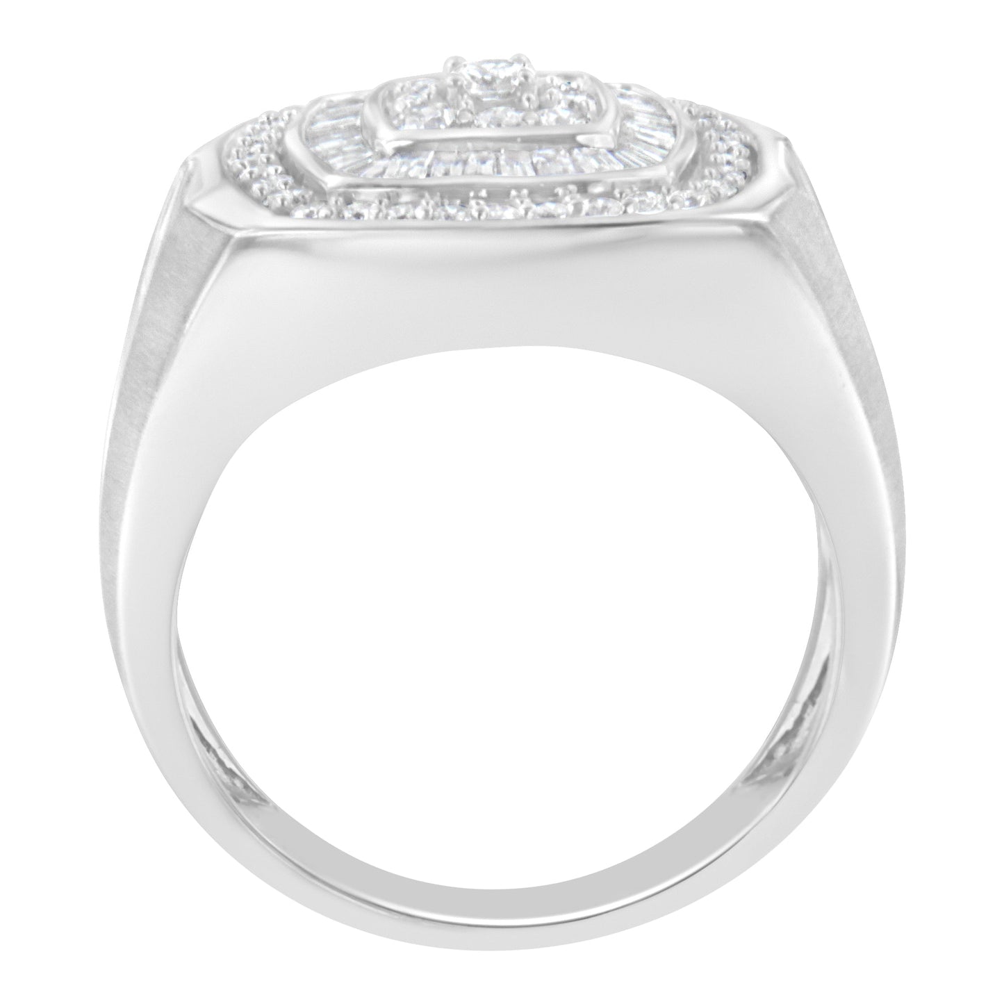 14K White Gold Men's Diamond Band Ring with 1 cttw Diamonds