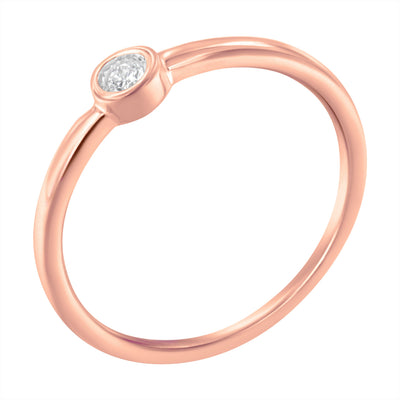 Anillo de Diamante de Plata Esterlina Baño de Oro Rosa de 14K - Talla 6