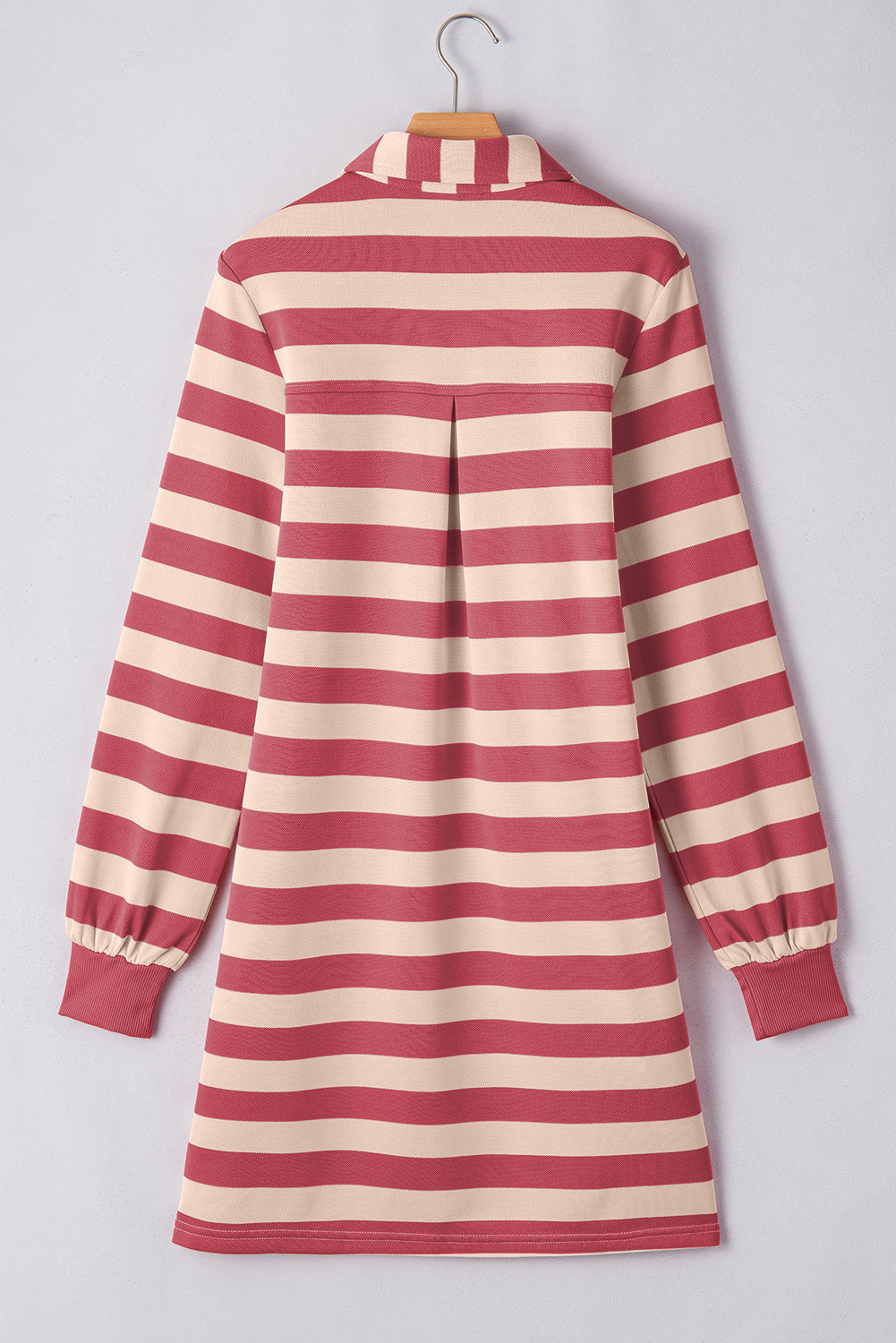 Chic Black Striped Collar Long Sleeve Mini Dress - Effortlessly Elegant Casual Wear for Women - Korvel