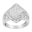 Anillo de cóctel de diamantes de corte princesa de plata esterlina .925 elegante - Talla 6
