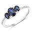 0.98 Carat Blue Sapphire and White Diamond 14K White Gold Ring