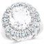 Anillo de Plata Esterlina con Cuarzo Cristal de 5.90 Quilates y Topacio Azul Suizo