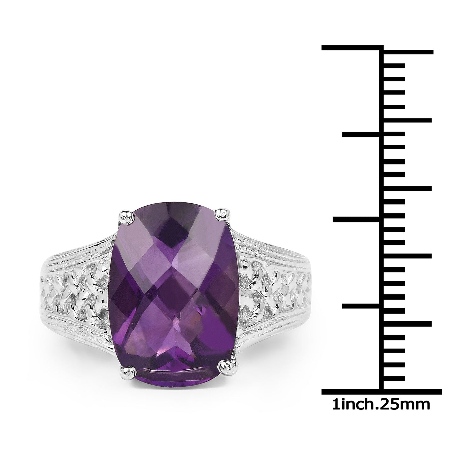 Anillo de Amatista Genuina de 6.50 Quilates en Plata Esterlina .925