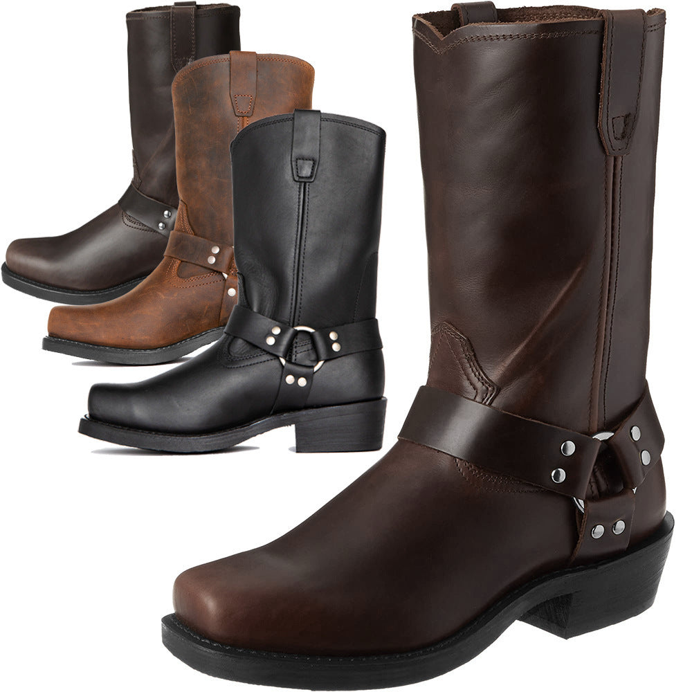 Botas Cortas de Moda para Hombres con Tacón Cuadrado