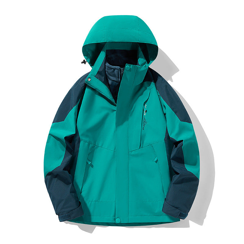 Three-in-One Waterproof Windproof Parka with Fleece Lining