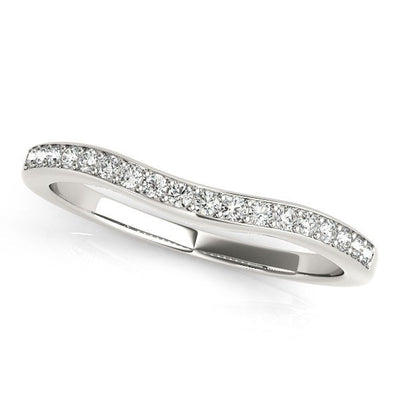 14k White Gold Channel Curved Diamond Wedding Band