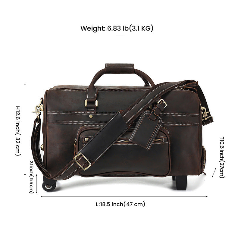 Bolsa de Viaje Portátil Retro de Cuero para Hombres