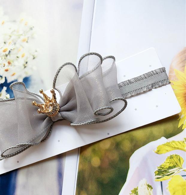 Luxury Pearl Handmade Bowknot Crown Headband for Baby Girls
