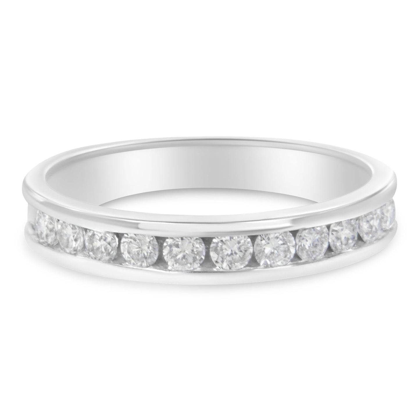 Anillo de boda de diamante redondo certificado IGI de 1/2 Cttw en oro blanco de 18K - Talla 7