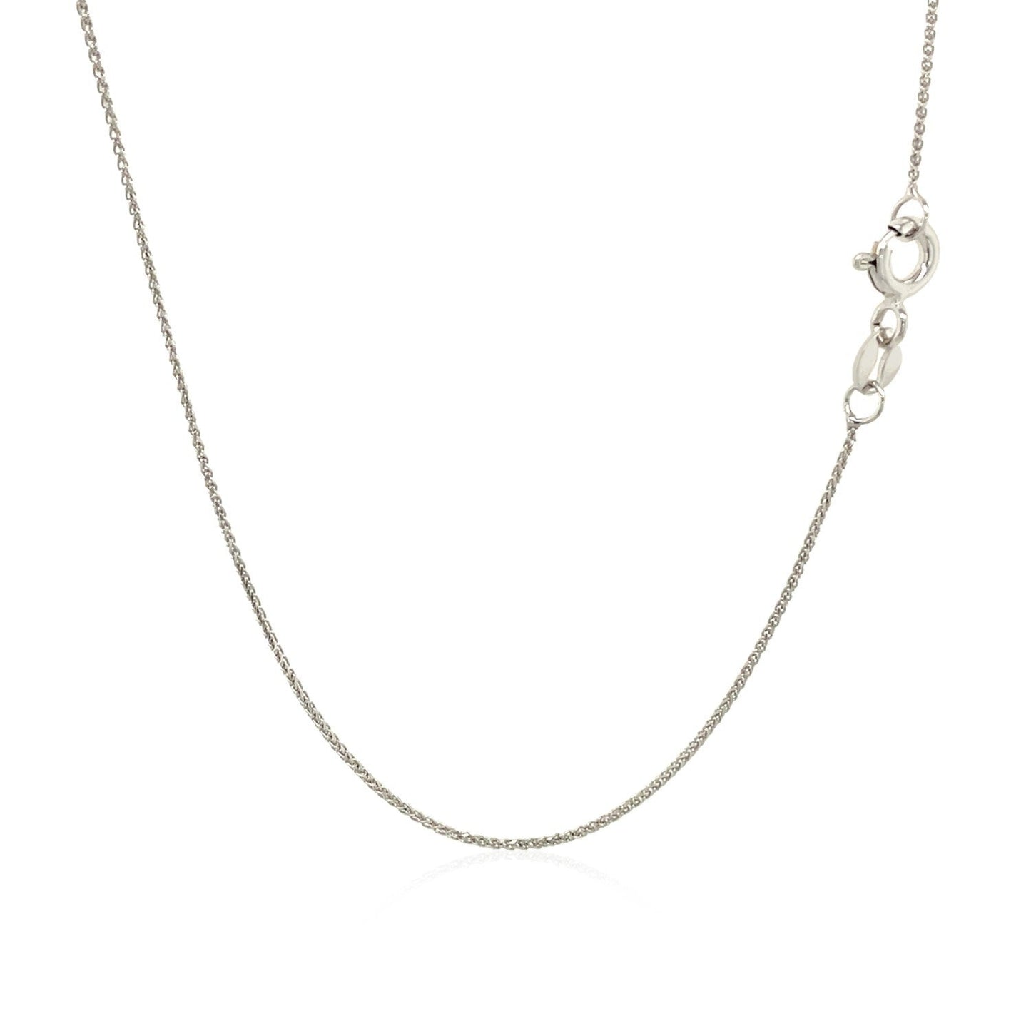 14k White Gold Diamond Cut Round Wheat Chain - 0.6mm
