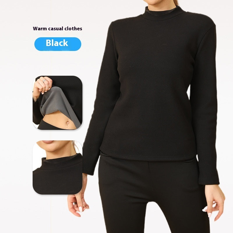 Ropa interior térmica elegante para mujer con cuello de tortuga