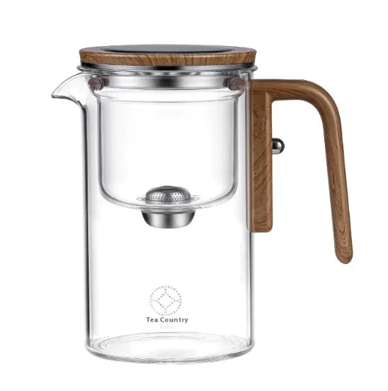 Elegante tetera de vidrio y juego de té con separación de agua