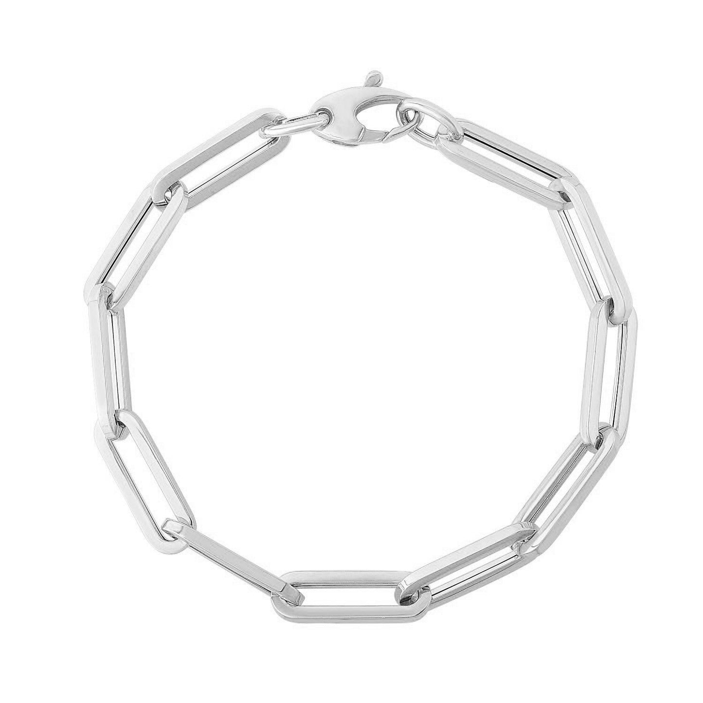 Bracelet en chaîne en papier clip extra large en or blanc 14K