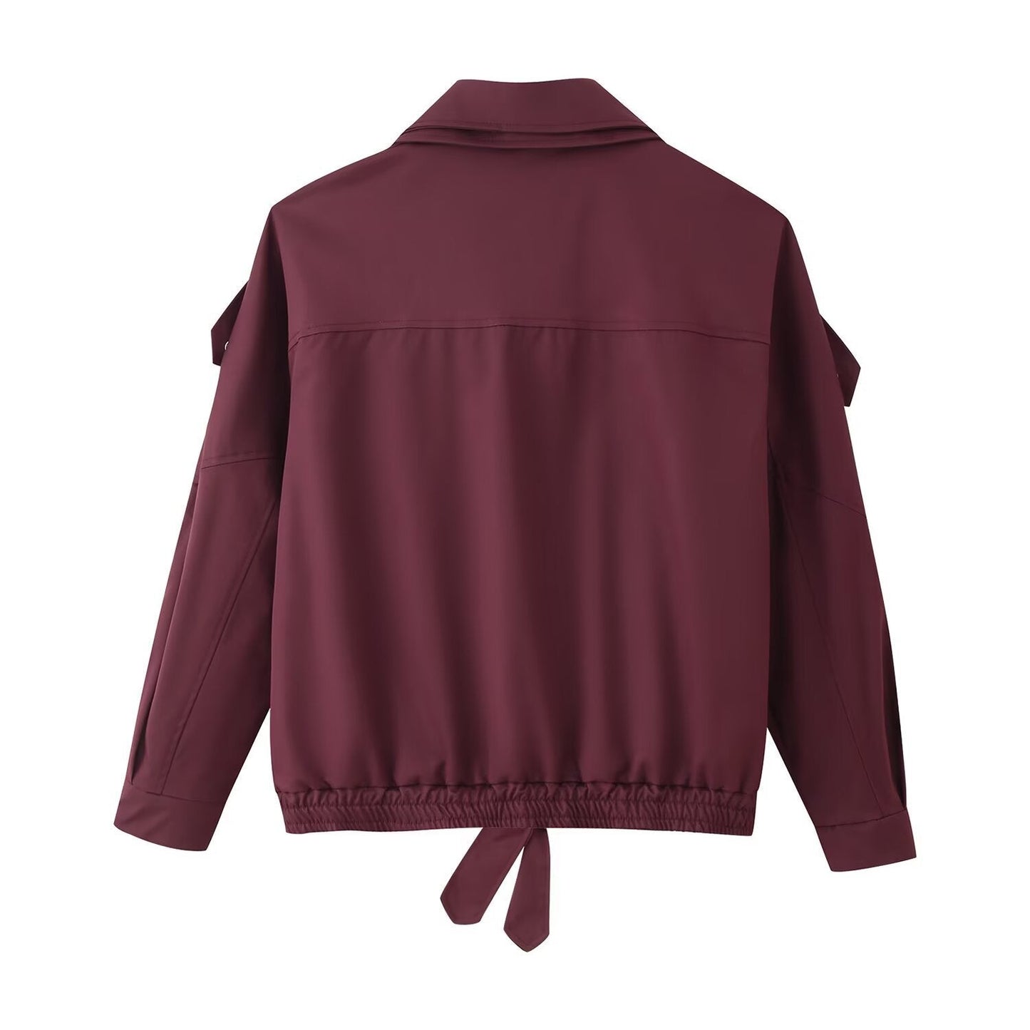 Chaqueta Bomber Suelta y Versátil para Mujer en Rojo Vino