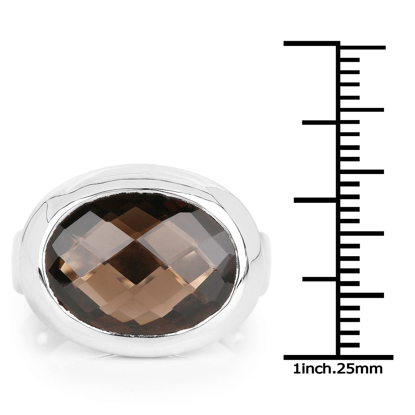 Bague en argent sterling avec quartz fumé de 7,90 carats