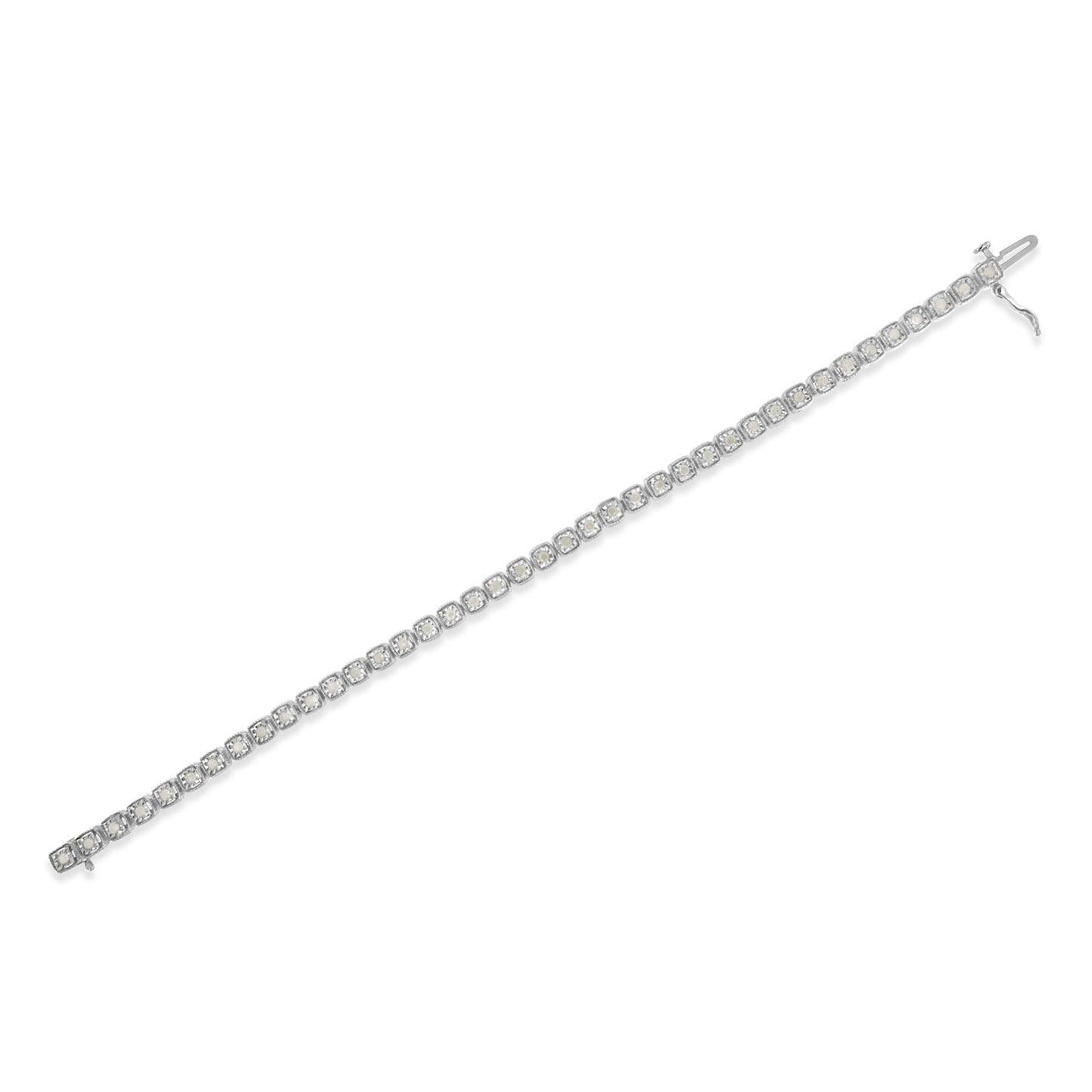 Bracelet de tennis Miracle-Set en argent sterling .925 avec diamants - 7"