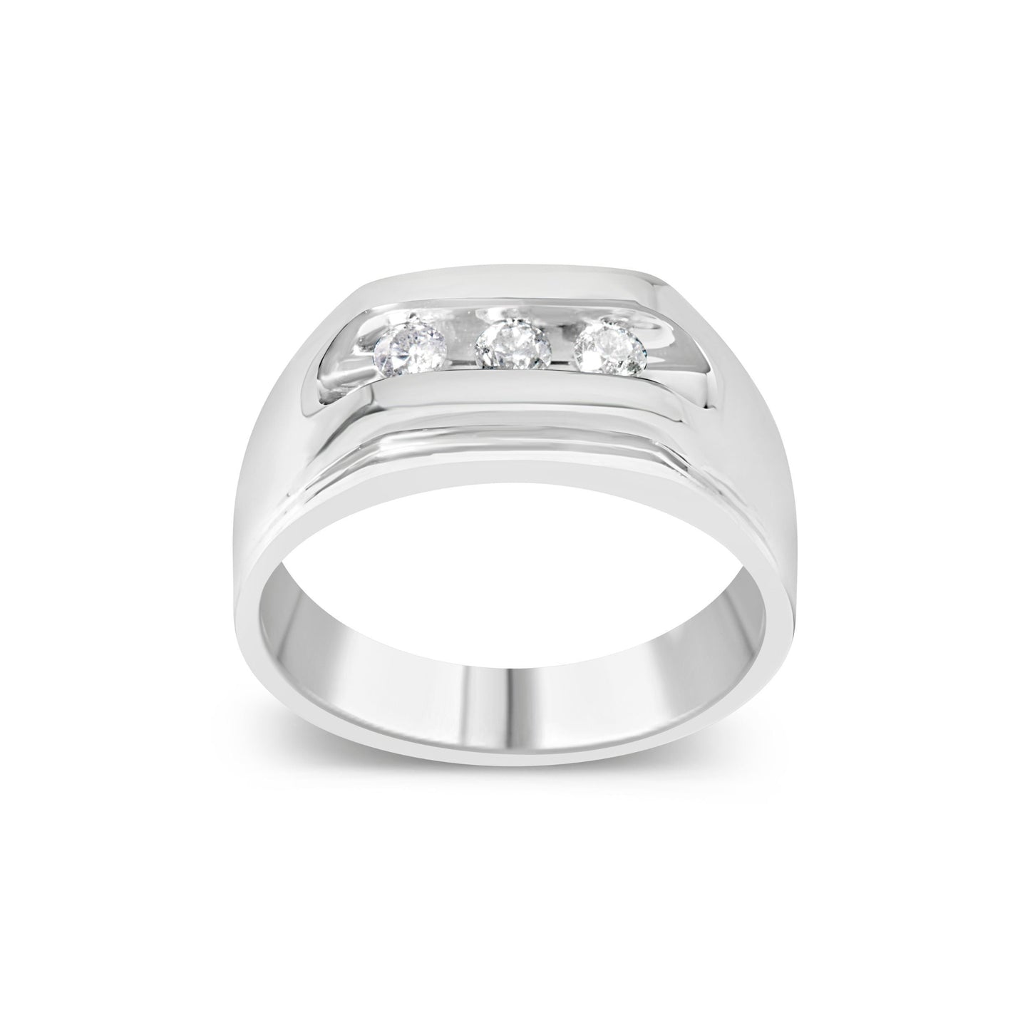 Bague en Argent Sterling .925 pour Homme avec Diamants Canalisés - Taille 10