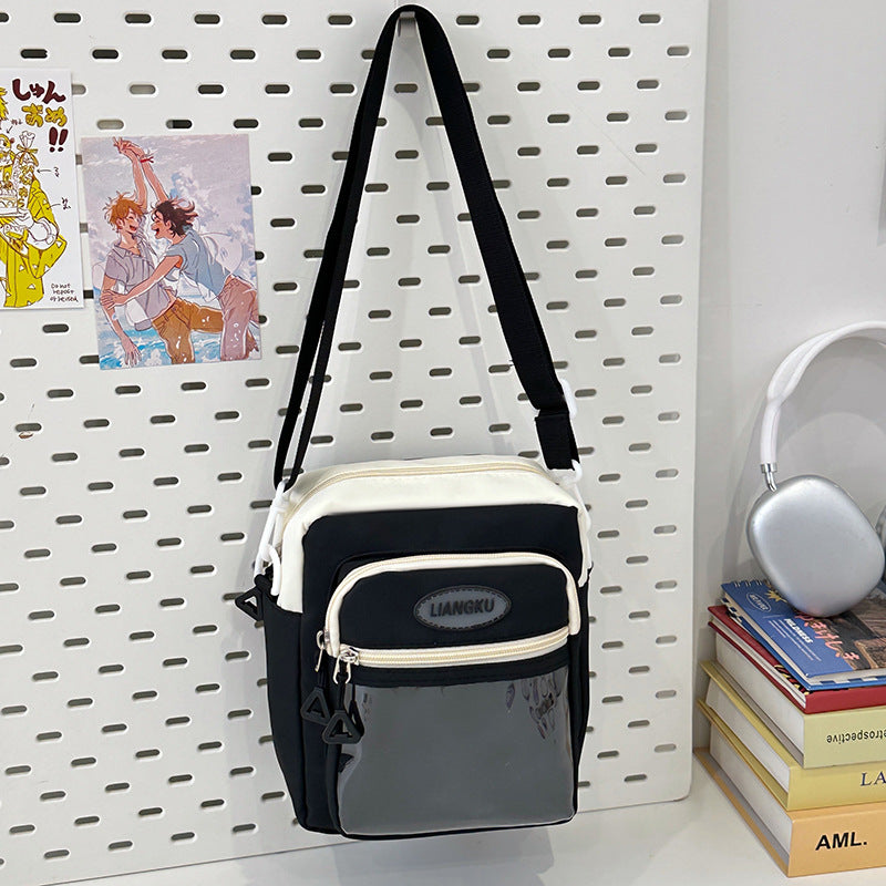 Stylish Contrast Color Crossbody Bag for Students
