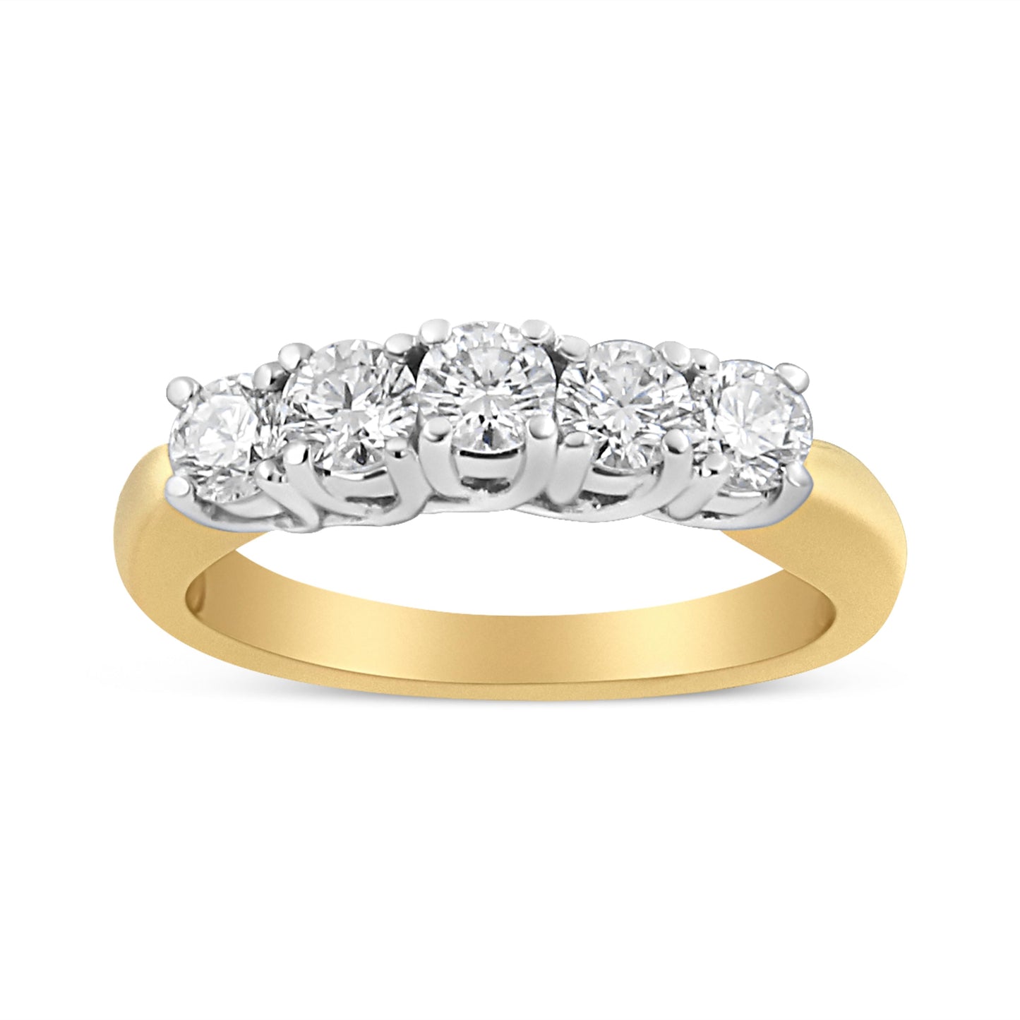Anillo de Diamantes de Corte Redondo de 1.0 Cttw en Oro Amarillo de 18K - Talla 6
