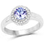 1.05 Carat Genuine Tanzanite and White Topaz Sterling Silver Ring