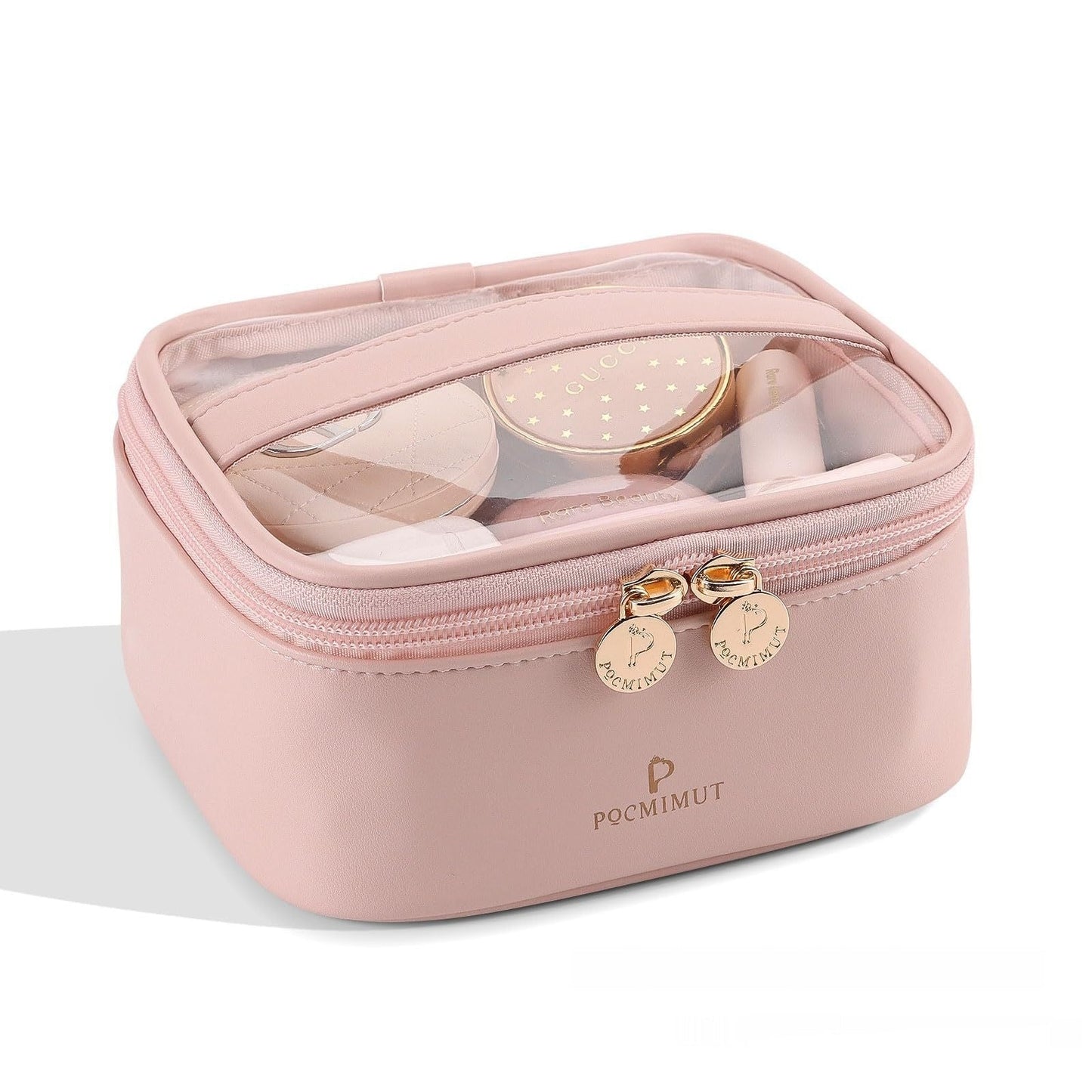 Premium Leather Transparent Cosmetic Bag for Travel