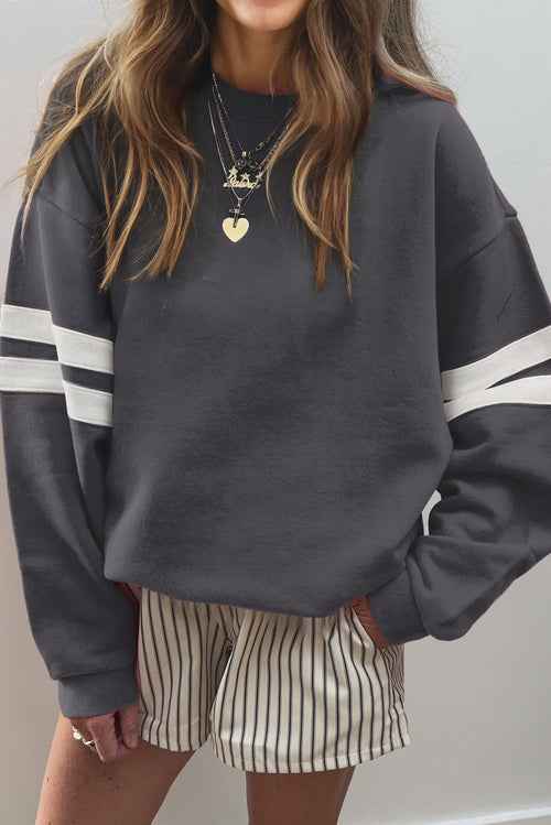 Sudadera Oversized con Rayas Universitarias y Hombros Caídos
