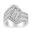Bague cocktail en diamant bypass en or blanc 14K - Taille 7