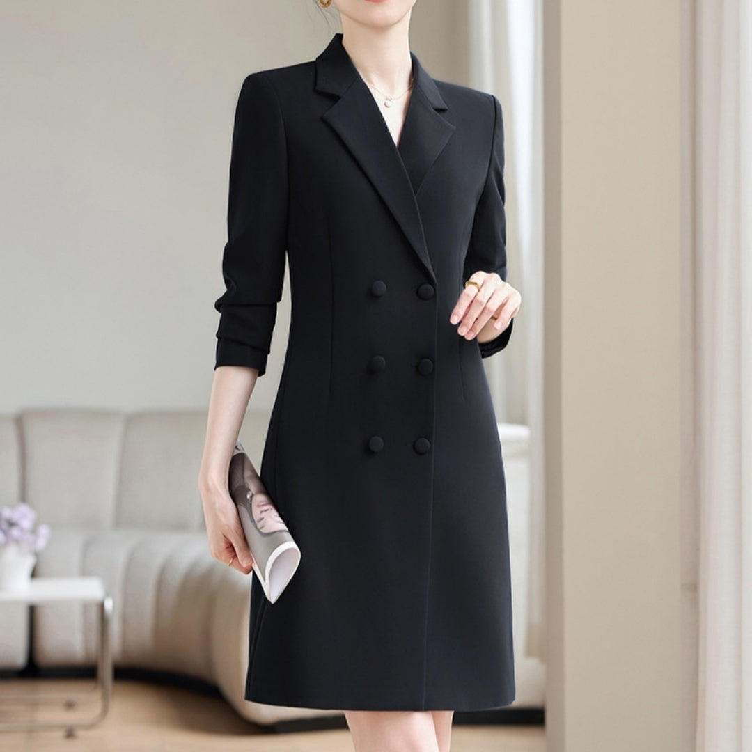 Robe de costume élégante à manches longues et longueur midi extensible