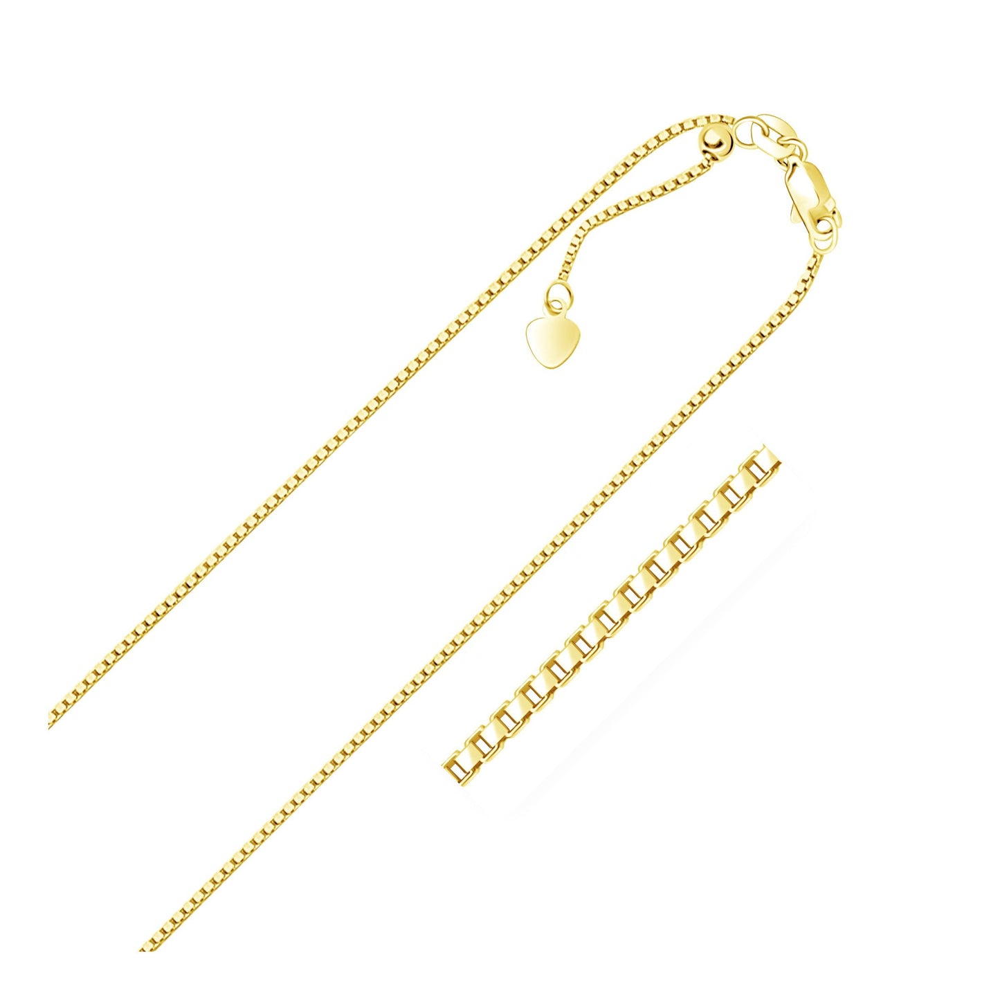 14k Yellow Gold Adjustable Box Chain - Elegant & Versatile