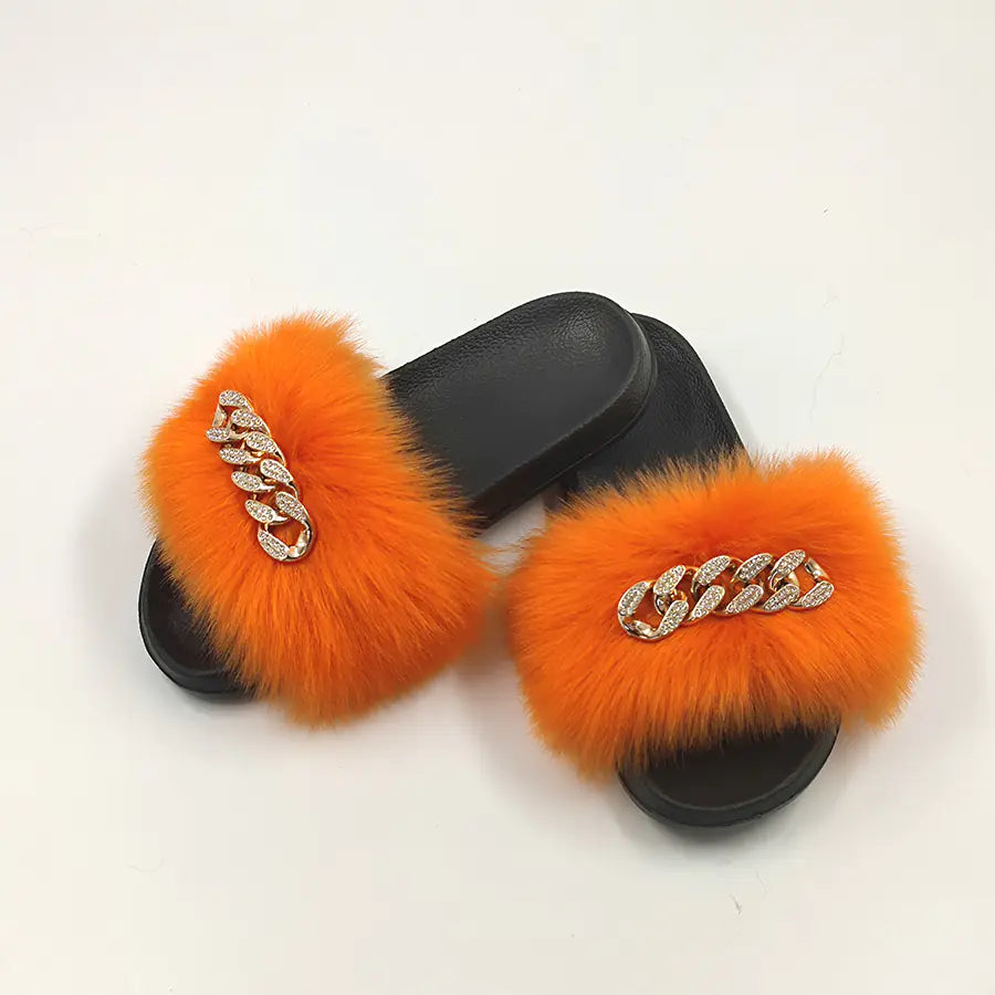 Plush Imitation Fox Fur Flip Flops for Ultimate Comfort