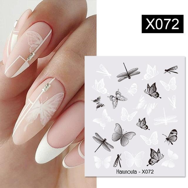 Calcomanías de Arte de Uñas con Líneas Francesas de Cáscara de Huevo - Diseño Floral Geométrico