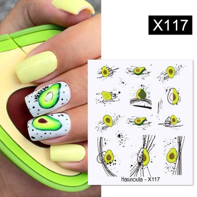 Calcomanías de Arte de Uñas con Líneas Francesas de Cáscara de Huevo - Diseño Floral Geométrico