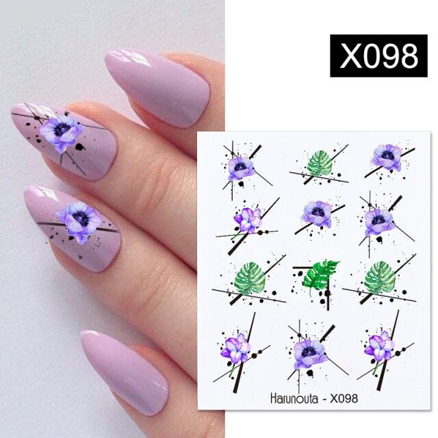 Calcomanías de Arte de Uñas con Líneas Francesas de Cáscara de Huevo - Diseño Floral Geométrico