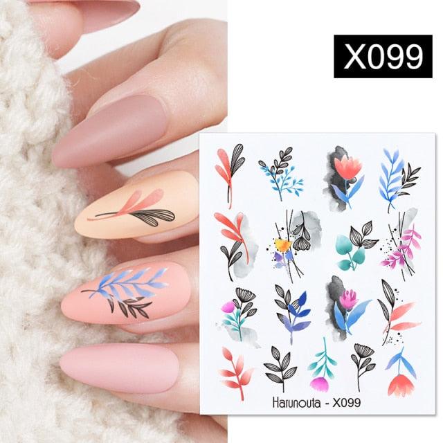 Calcomanías de Arte de Uñas con Líneas Francesas de Cáscara de Huevo - Diseño Floral Geométrico