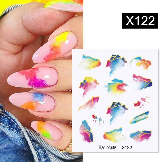 Calcomanías de Arte de Uñas con Líneas Francesas de Cáscara de Huevo - Diseño Floral Geométrico