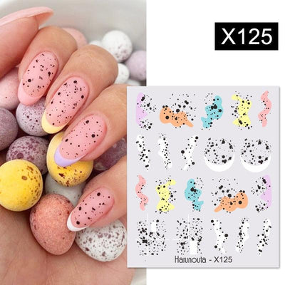 Egg Shell French Lines Nail Art Decals - Geometric Floral Design