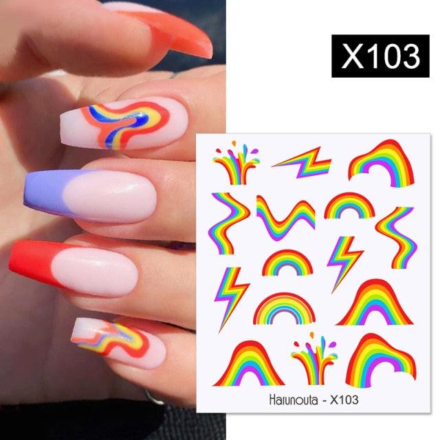 Calcomanías de Arte de Uñas con Líneas Francesas de Cáscara de Huevo - Diseño Floral Geométrico
