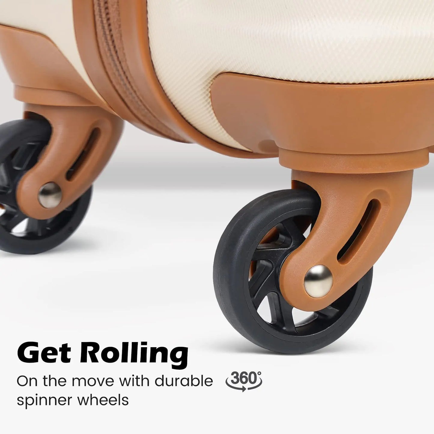 Ensemble de valises rigides Coolife 3 pièces avec verrou TSA - Rose