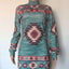 Vestido Mini de Estampado Bohemio - Manga Larga, Ajuste Casual para Otoño e Invierno