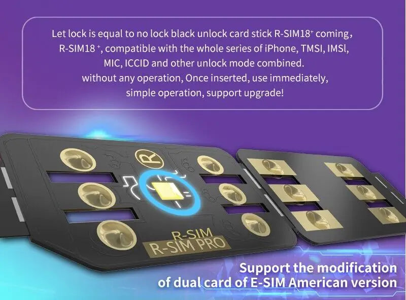Carte de déverrouillage Nano R-SIM18+ pour modèles d'iPhone