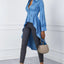 Solid Color Lantern Sleeve Tail Dress