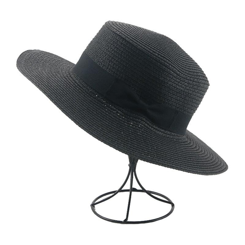 Sombrero de Paja Elegante para Mujeres en Verano con Lazo