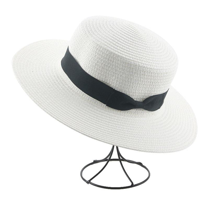 Sombrero de Paja Elegante para Mujeres en Verano con Lazo