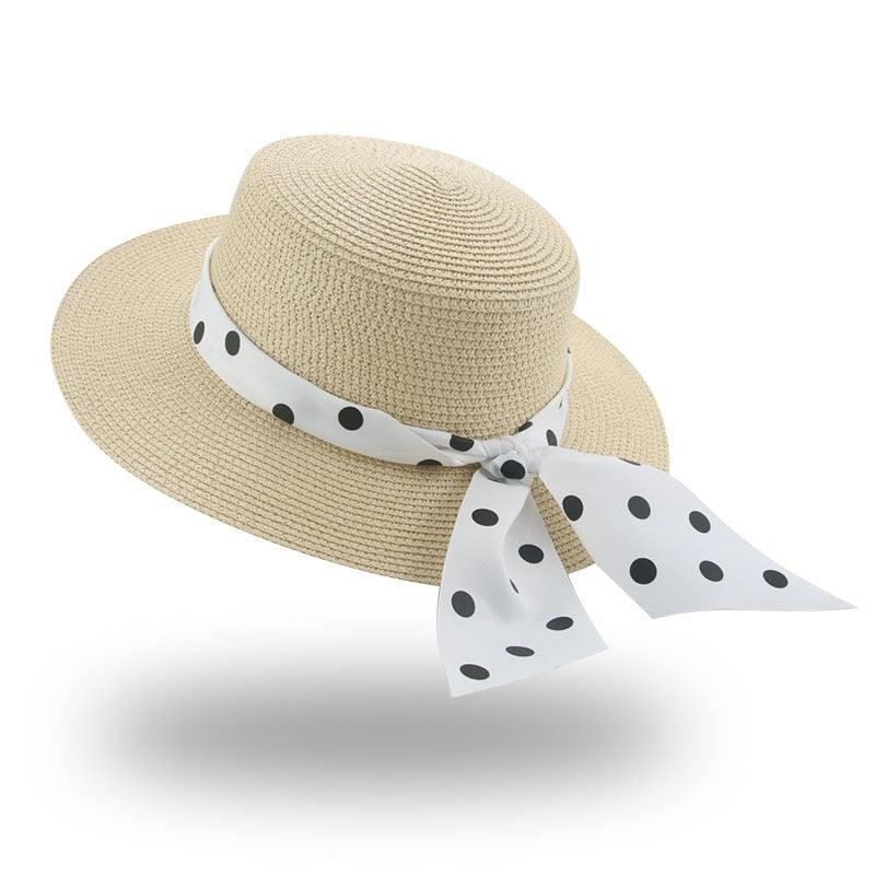 Sombrero de Paja Elegante para Mujeres en Verano con Lazo
