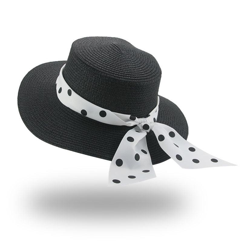 Sombrero de Paja Elegante para Mujeres en Verano con Lazo
