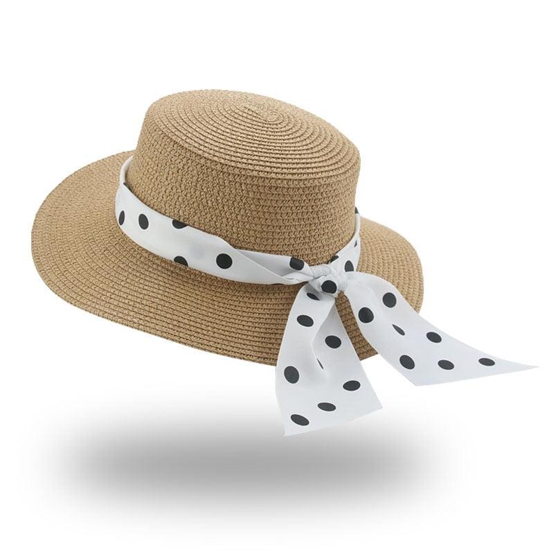 Sombrero de Paja Elegante para Mujeres en Verano con Lazo