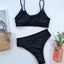 Elegant High Waist Black Bikini Set for Women